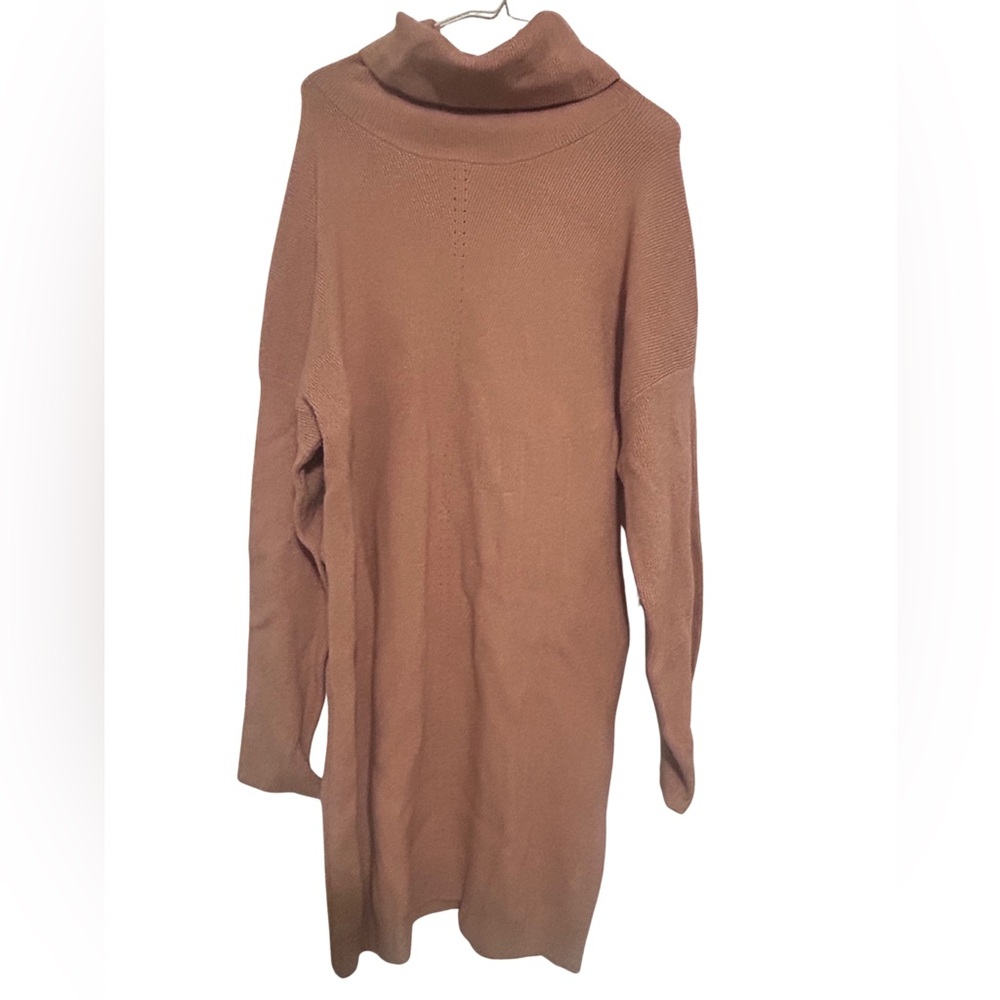 Women's Tan Turtleneck Sweater Dress